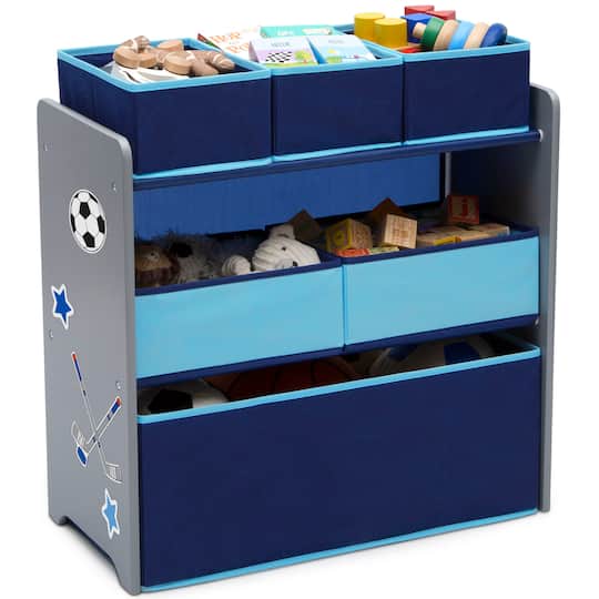 Design and Store Blue 6 Bin Toy Organizer